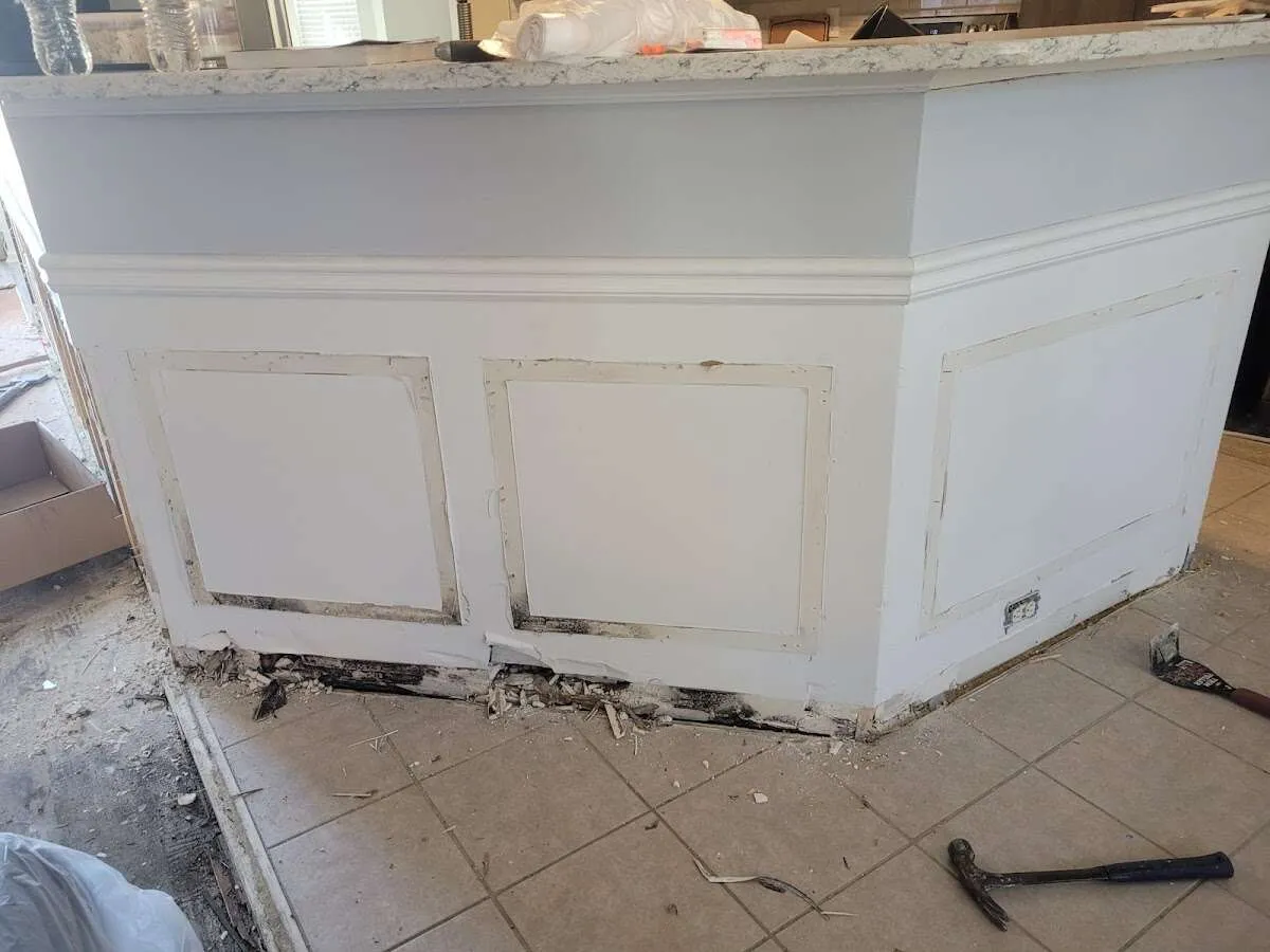 Water damage and mold on kitchen during Burst Pipe Cleanup in St. Simons